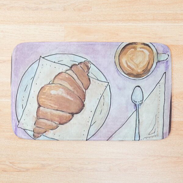 Item preview, Cozy Café Coffee & Croissant Watercolor designed and sold by reese dawson art.