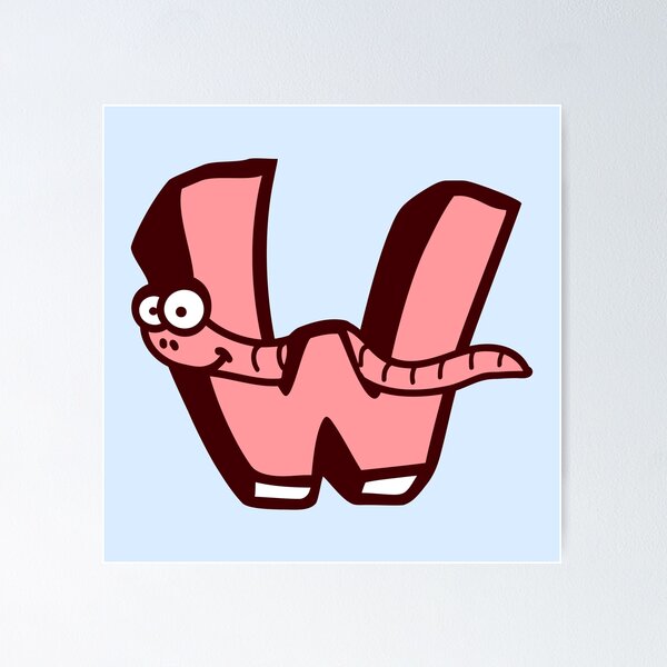 Item preview, Worm Letter W Funny First Word ABC Name Comic designed and sold by shirt-o-mat.