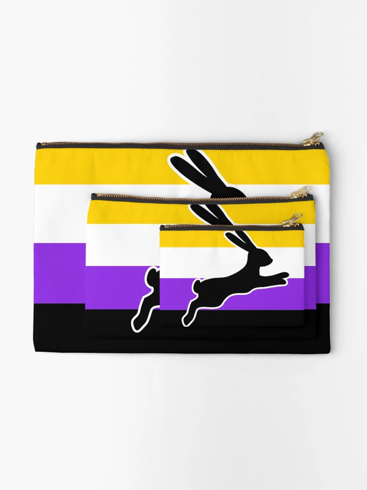 Thumbnail 2 of 4, Zipper Pouch, Non-binary Flag Color Block - Rabbit  designed and sold by Proud-Rabbit.