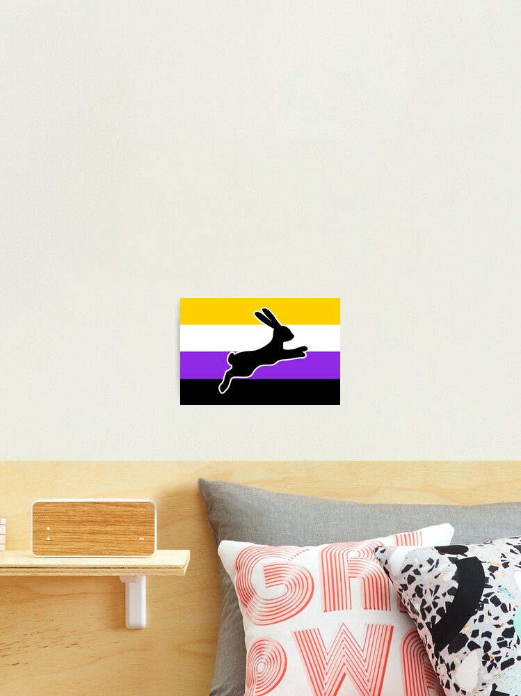 Thumbnail 2 of 3, Photographic Print, Non-binary Flag Color Block - Rabbit designed and sold by Proud-Rabbit.
