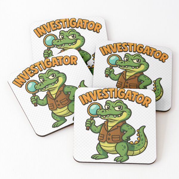 Artikelvorschau, Investigator alligator wearing vest and with a magnifying glass in the hand entworfen und verkauft von MeresClothing.