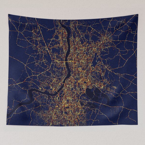 Item preview, Kolkata, West Bengal, India Map - City At Night designed and sold by deMAP.