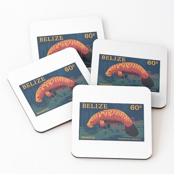 Item preview, Belize West Indian Manatee Stamp Poster designed and sold by retrographics.