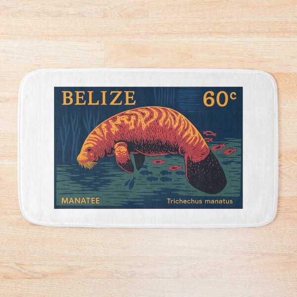 Item preview, Belize West Indian Manatee Stamp Poster designed and sold by retrographics.
