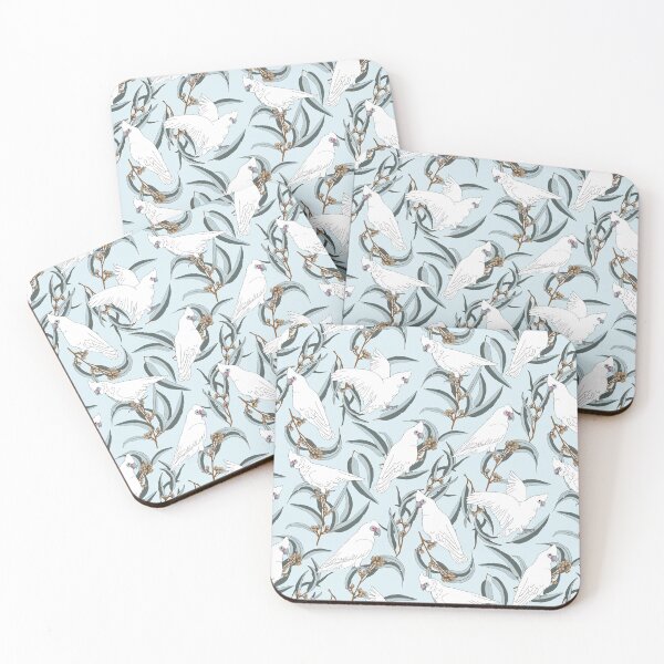 Item preview, Gum Leaves & Corellas hand drawn playful Australian designed and sold by SCdesignqld.