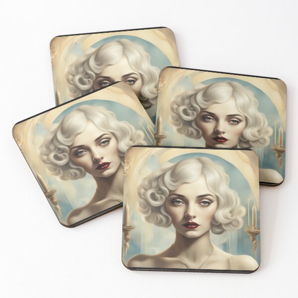 Item preview, Elegant Portrait Of Prophetic Woman 1920's Inspired Blue and Gold designed and sold by Rebel Gurl.
