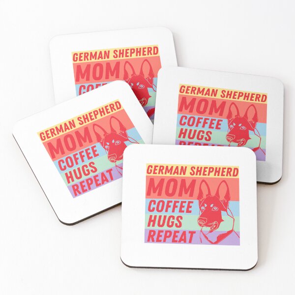 Item preview, German shepherd Mom coffee hugs repeat  designed and sold by BritishDelights.