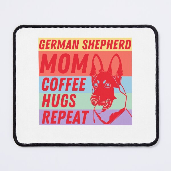 Item preview, German shepherd Mom coffee hugs repeat designed and sold by BritishDelights.