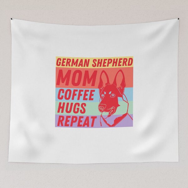 Item preview, German shepherd Mom coffee hugs repeat  designed and sold by BritishDelights.
