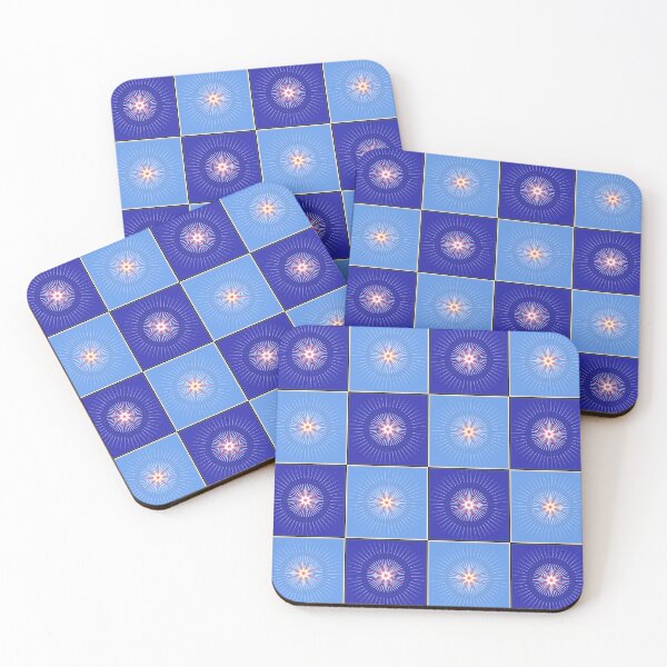 Item preview, Retro Modern Design 15-1: Blue Check with Starbursts designed and sold by SBVillard.