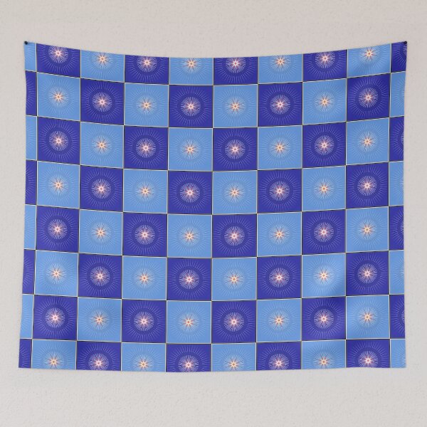 Item preview, Retro Modern Design 15-1: Blue Check with Starbursts designed and sold by SBVillard.