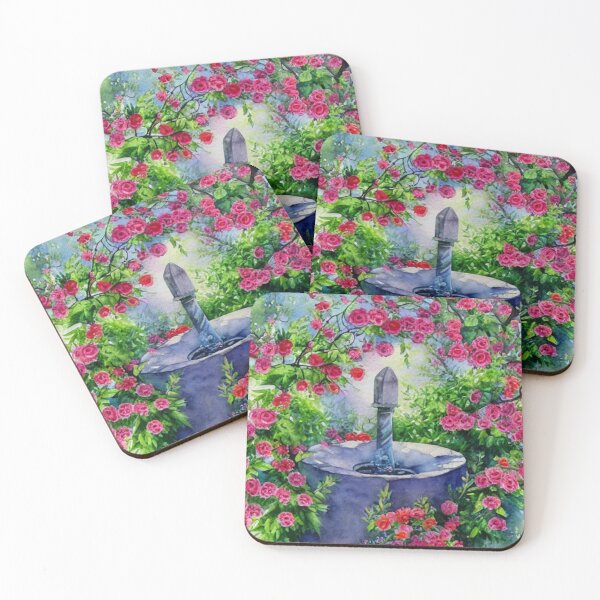Item preview, Romantic Garden Water Fountain • Floral Vintage Courtyard designed and sold by fairmaiden7.