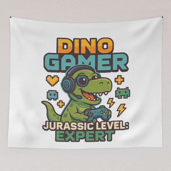 Item preview, Dino Gamer Jurassic Level Expert Prehistoric Pixel Player designed and sold by k3rstman1.