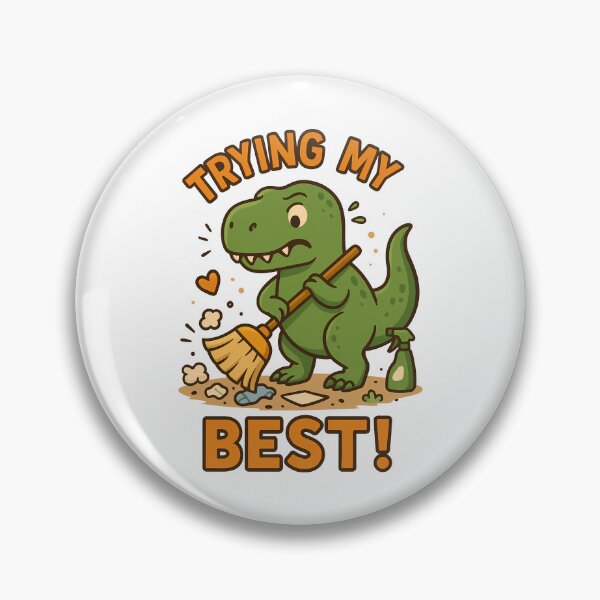 Item preview, Cute Dinosaur Trying My Best Sweeping Dino designed and sold by k3rstman1.