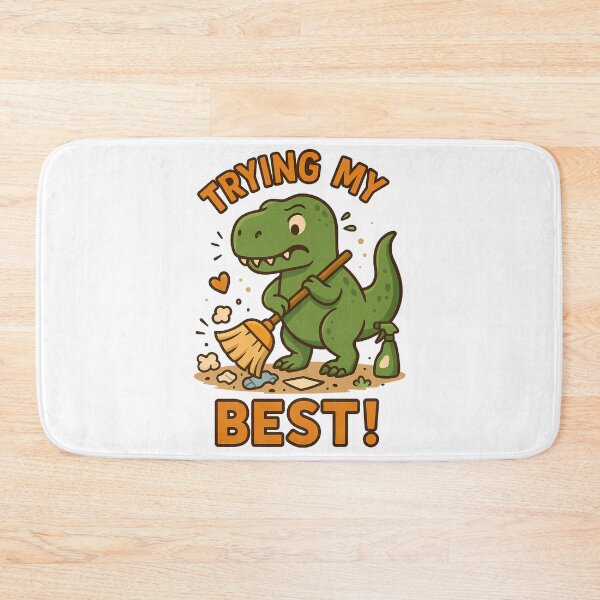 Item preview, Cute Dinosaur Trying My Best Sweeping Dino designed and sold by k3rstman1.