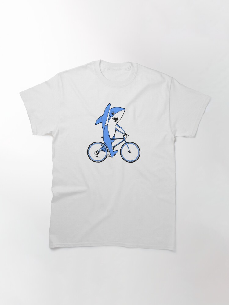 Thumbnail 3 of 7, Classic T-Shirt, Funny Bicycle Riding Left Shark  designed and sold by EthosWear.