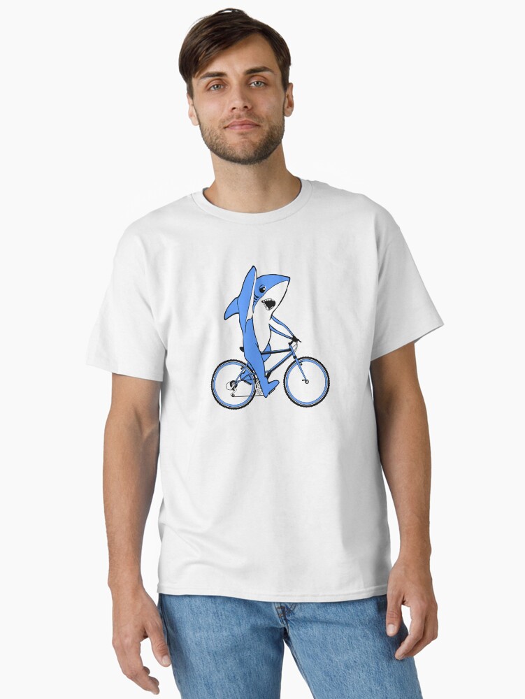 Thumbnail 2 of 7, Classic T-Shirt, Funny Bicycle Riding Left Shark  designed and sold by EthosWear.