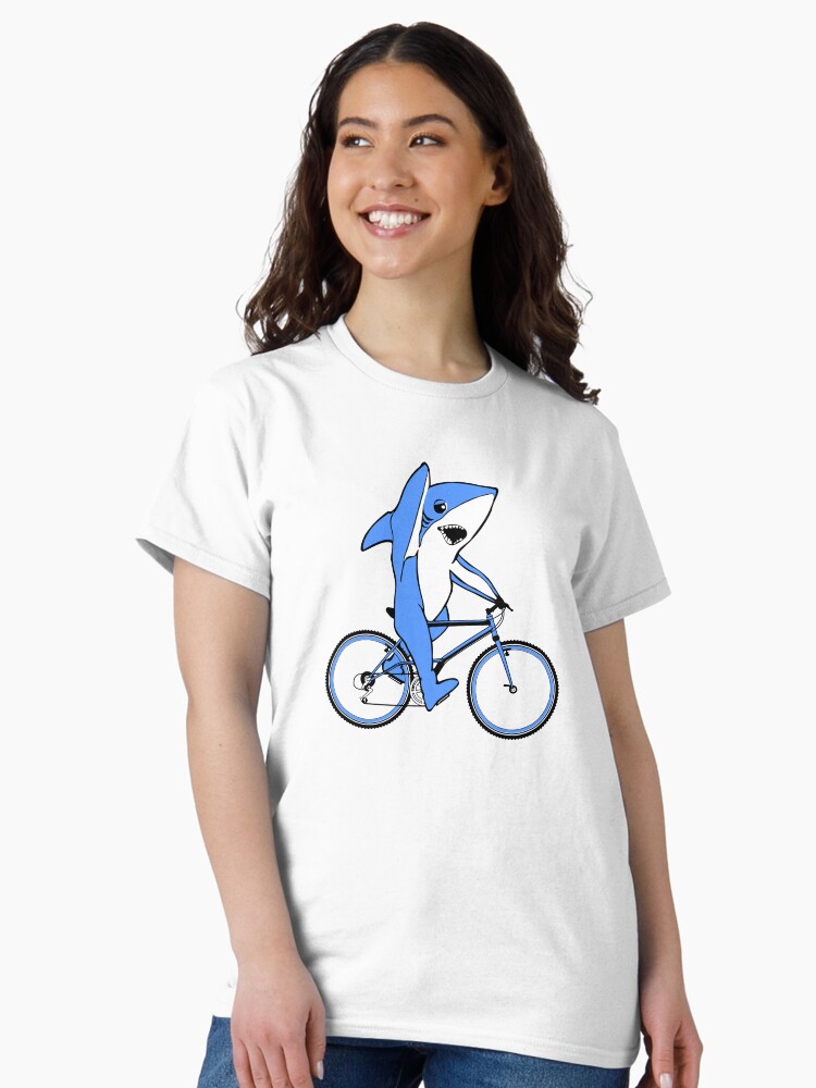 Thumbnail 1 of 7, Classic T-Shirt, Funny Bicycle Riding Left Shark  designed and sold by EthosWear.