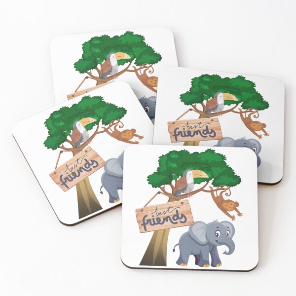 Item preview, Best Friends – Jungle Animal Safari Friends Adventure - Elephant, Monkey & Toucan designed and sold by ParfaitPrints.