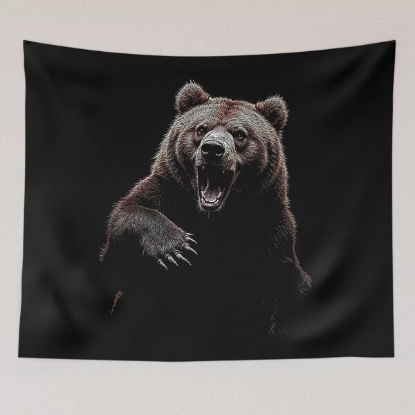 Item preview, Grizzly Bear Hiking Camping Vintage Angry Brown Bear designed and sold by JRRTs.