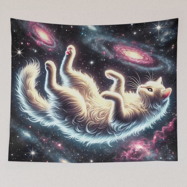 Item preview, Mysterious White Cat in Space designed and sold by FieldScent.