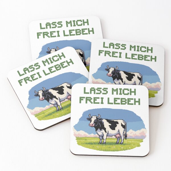 Item preview, Lass Mich Frei Leben - German Vegan Cow Pixel Art designed and sold by YNAMREG.