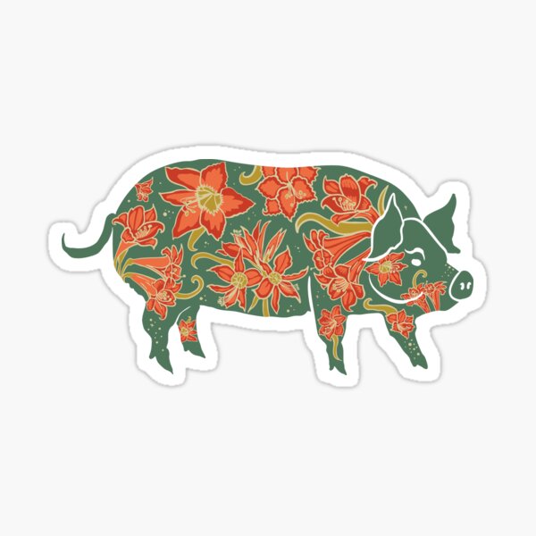 Item preview, Green Amaryllis Botanical Pig designed and sold by Vibezgarden.