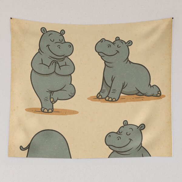 Item preview, Hippopotamus Yoga Workout designed and sold by Mauswohn.