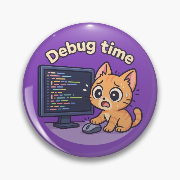 Item preview, Debug Time Cat Sticker designed and sold by Yuliya Brush.