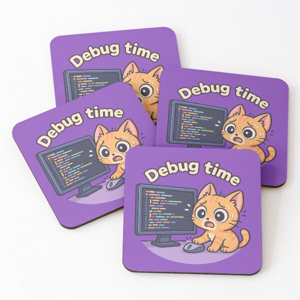 Item preview, Debug Time Cat Sticker designed and sold by Yuliya Brush.