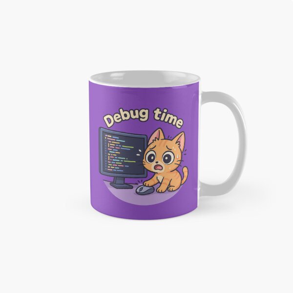 Item preview, Debug Time Cat Sticker designed and sold by Yuliya Brush.
