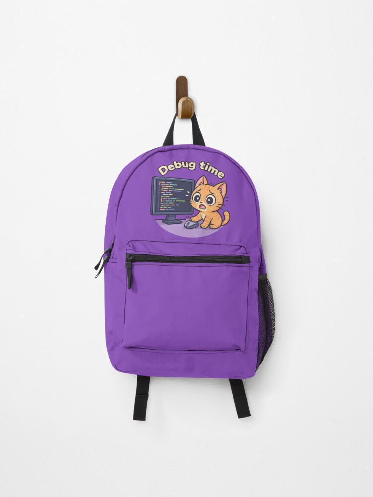 Thumbnail 1 of 3, Backpack, Debug Time Cat Sticker designed and sold by YuliyaJW.