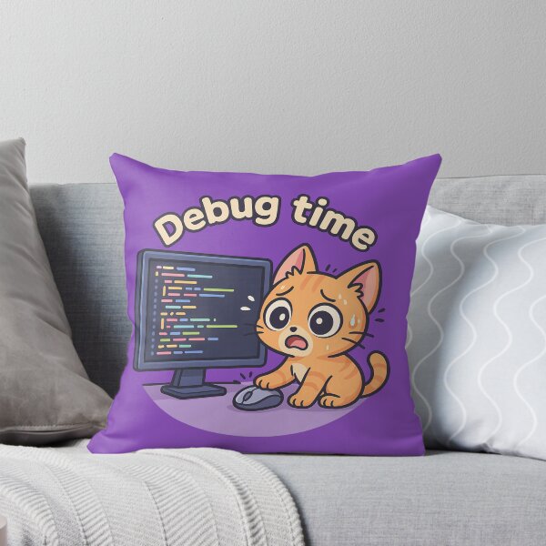 Item preview, Debug Time Cat Sticker designed and sold by Yuliya Brush.