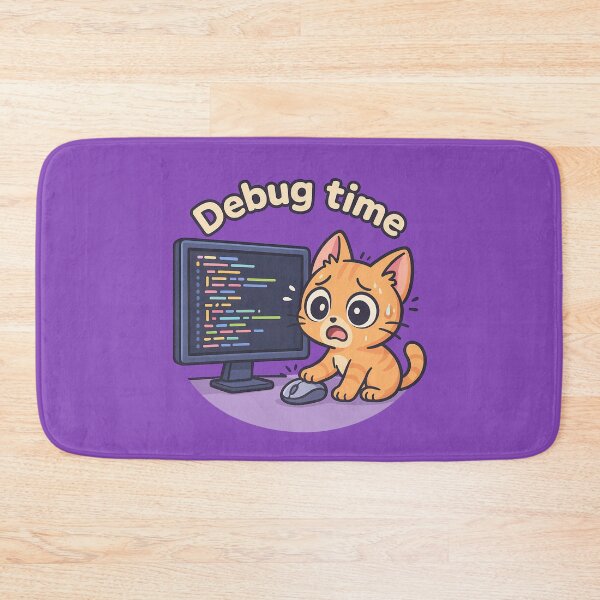 Item preview, Debug Time Cat Sticker designed and sold by Yuliya Brush.