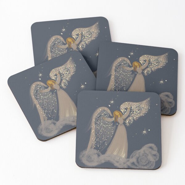 Item preview, Christmas Theme Collection Angel with star glitter dot on the midnight sky designed and sold by Miza Drops.