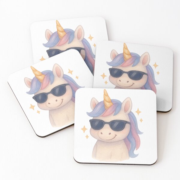 Item preview, Cool Unicorn Emoji – Kawaii Watercolor Stickers designed and sold by Stickzebra-Art.