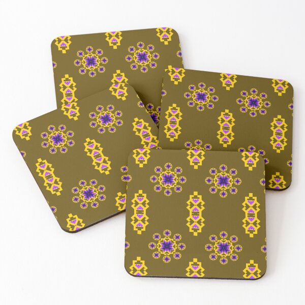 Item preview, Earthy Amethyst & Gold Ethnic Pixel Seamless Pattern designed and sold by Khwanchai.