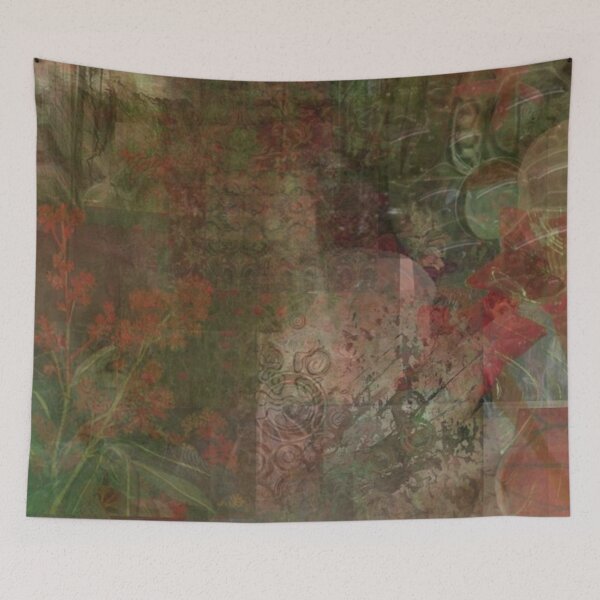 Item preview, red and green collage whimsical design - phone case/pillow/sticker and more designed and sold by iheartpixies.