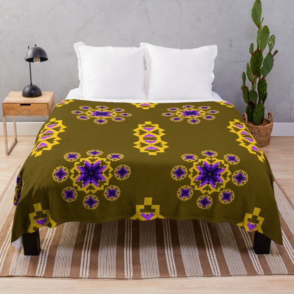 Item preview, Earthy Amethyst & Gold Ethnic Pixel Seamless Pattern designed and sold by Khwanchai.
