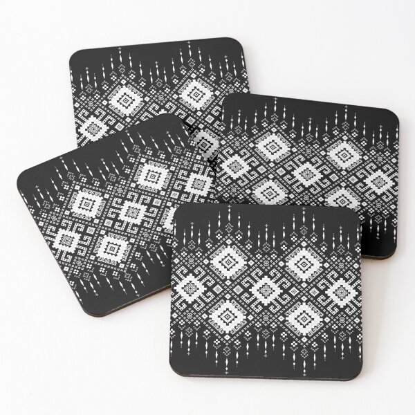 Item preview, Monochrome Tribal Pixel Border Seamless Pattern designed and sold by Khwanchai.