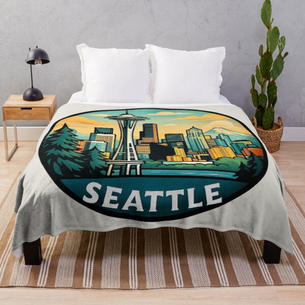 Item preview, Seattle, Washington - Space Needle Skyline & Rainy Northwest Vibes designed and sold by Myra365Art.