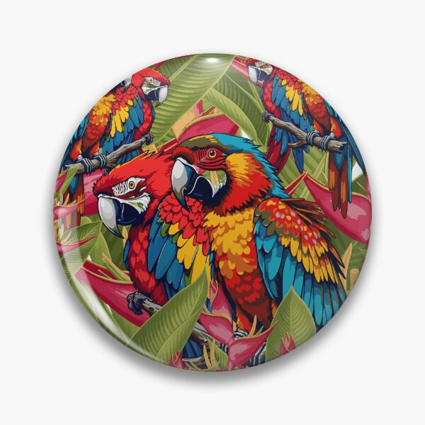 Item preview, Vibrant Macaw Parrot Seamless Pattern, Tropical Heliconia Background designed and sold by Dailyprintstyle.