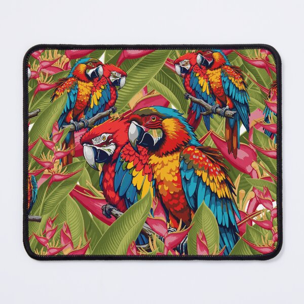 Item preview, Vibrant Macaw Parrot Seamless Pattern, Tropical Heliconia Background designed and sold by Dailyprintstyle.