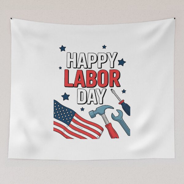 Item preview, Happy Labor Day Worker Labor Day Decoration American Flag US designed and sold by BakeryDozen.