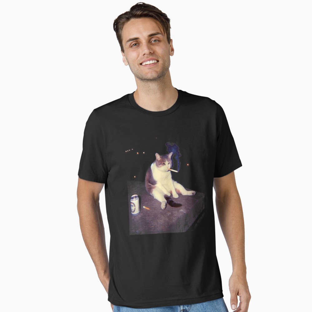Smoking Cat Meme Shirt – Funny Cigarette Kitten Brainrot Tee Photographic Print