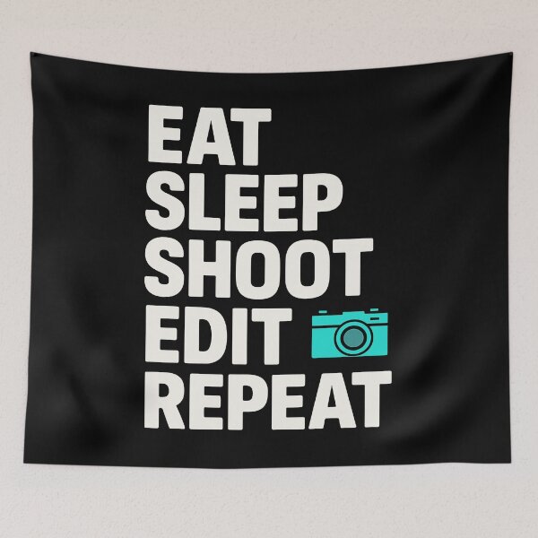 Item preview, Eat Sleep Shoot Edit Repeat Graphic T-Shirt for Photographers designed and sold by ThreadQuirk.