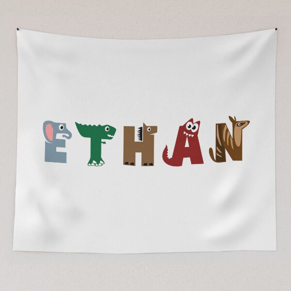 Artikelvorschau, Ethan Name Tierbuchstaben entworfen und verkauft von your-name-hero.