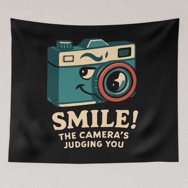 Item preview, Smile! The Camera's Judging You Unisex Graphic Shirt designed and sold by ThreadQuirk.