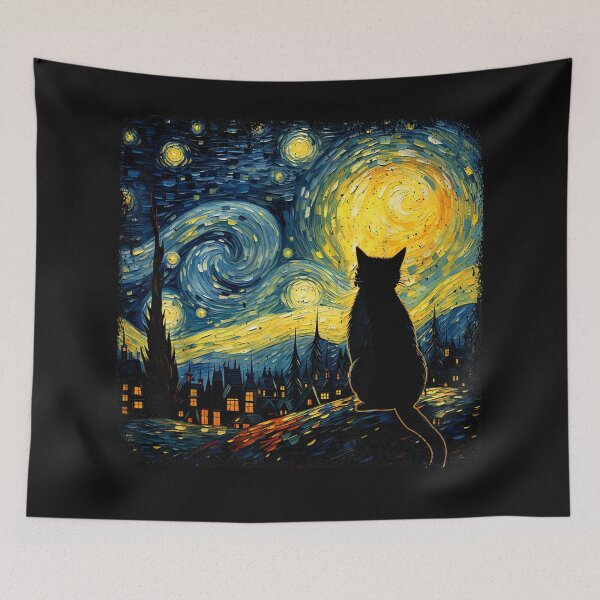Item preview, Starry Night Cat – Van Gogh Style Art for Cat Lovers designed and sold by JayceTucker89.