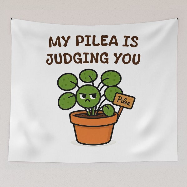 Item preview, My Pilea Is Judging You – Funny Houseplant Cartoon designed and sold by EdgyEdgeArt.